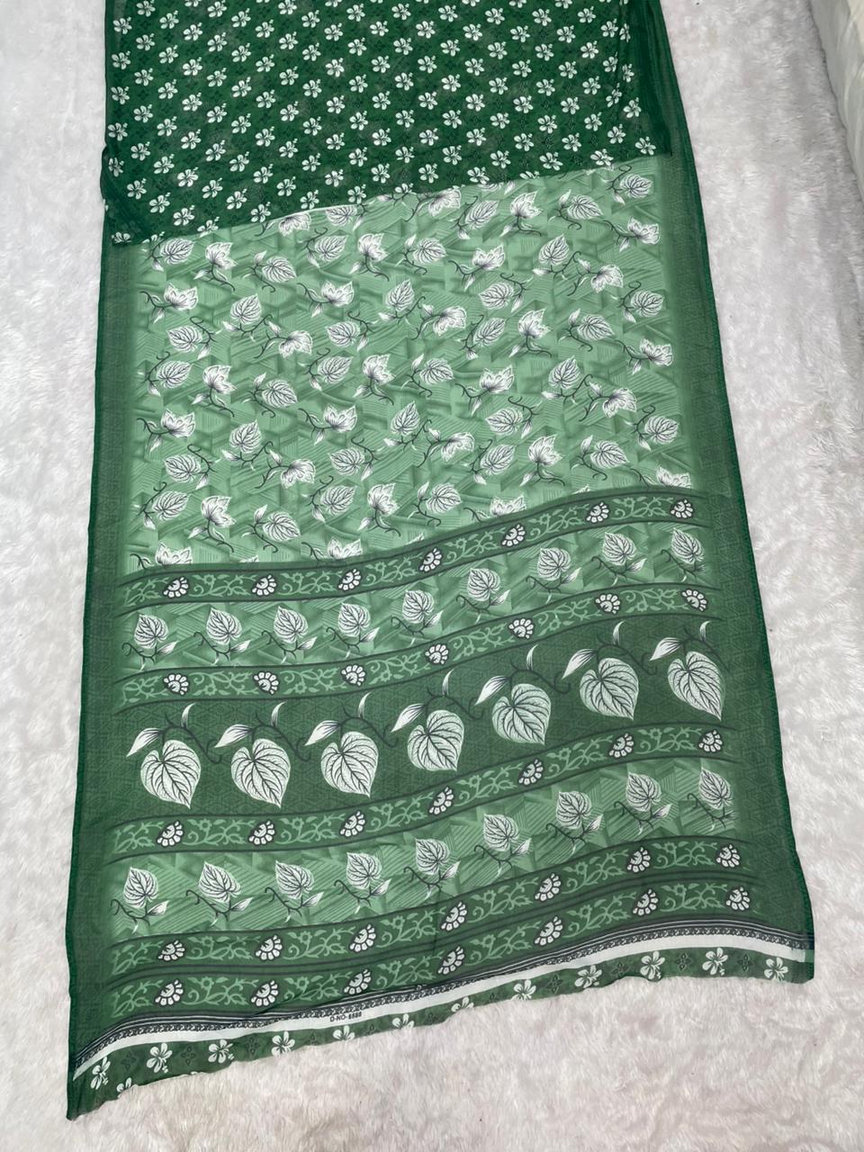 PRINT-3246 CHIFFON FABRIC SAREE WITH BEAUTIFUL FLOWER SAREE WITH SOFT FABRIC WITH BLOUSE