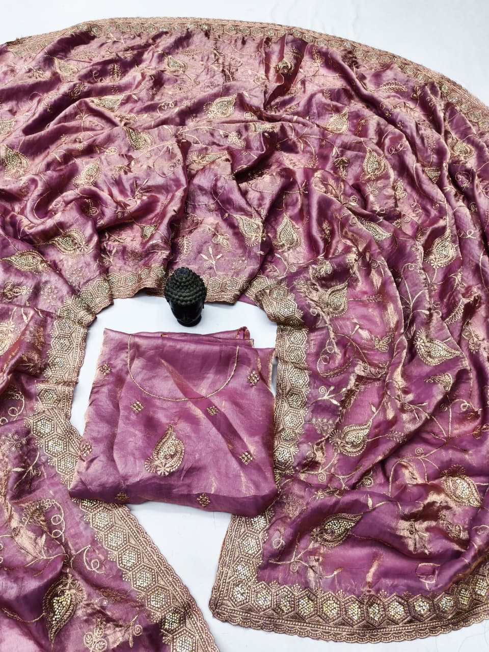 DF-MAMTA SATIN SILK FABRIC SAREE WITH BEAUTIFUL DESIGN WITH HEAVY JARKAN WORK ON SAREE WITH HEAVY EMBROIDERY WORK DESIGN WITH ALL ALL OVER ON SAREE WITH HEAVY BLOUSE