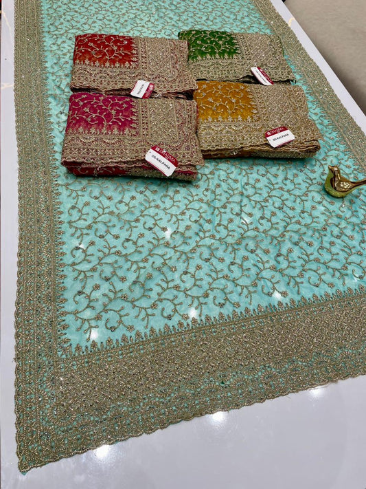 BS-KALPANA PREMIUM NET FABRIC SAREE WITH HEAVY JHAL DESIGN WITH HEAVY EMBROIDERY WORK WITH DIAMOND WORK AND HEAVY BLOUSE