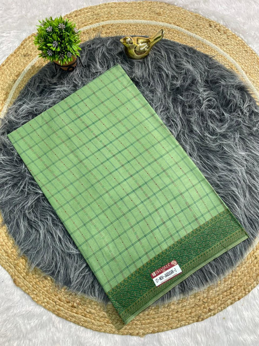 CT-NEW-JAADUGARI-2 SUTI COTTON FABRIC SAREE WITH BEAUTIFUL CHECKS DESIGN ALL OVER ON SAREE AND WITHOUT BLOUSE