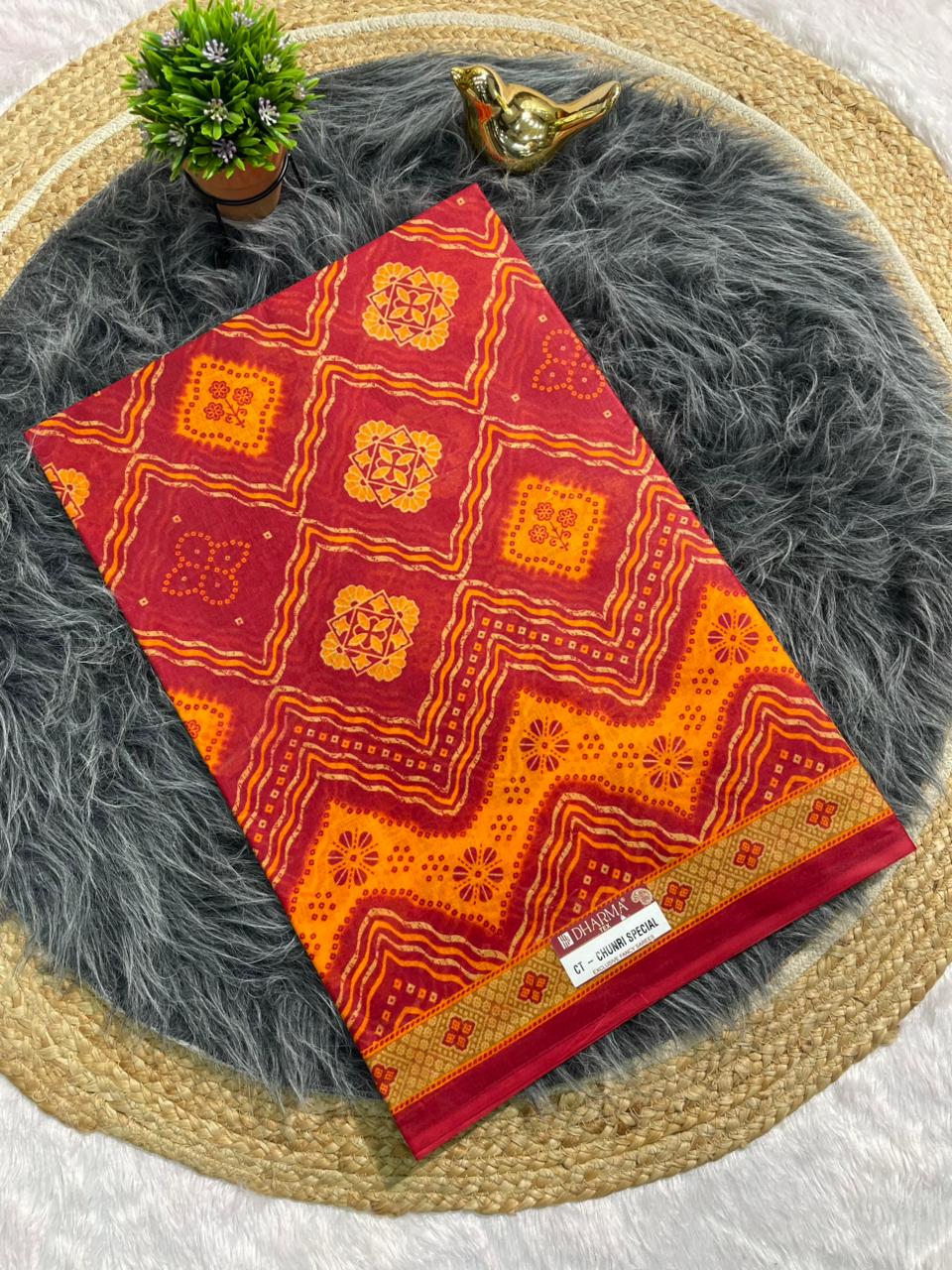 CT-CHUNRI SPECIAL-2 SUTI COTTON SAREE WITH CHUNRI PRINT CATLOG DESIGN