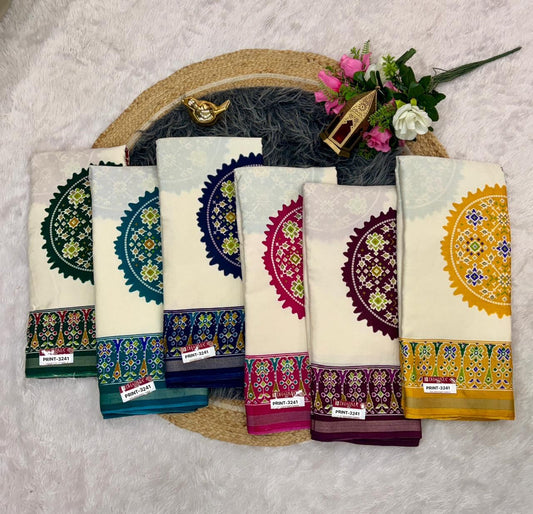PRINT-3241 MAL COTTON FABRIC SAREE WITH VIRAL BANDHANI DESIGN ON INTERNET WITH WHITE COMMON WITH 6.30 MTR CUT WITH BUTTI BLOUSE