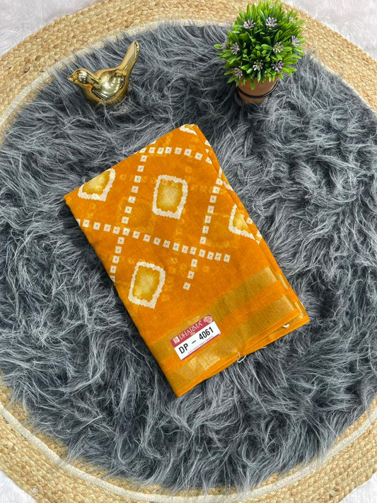 DP-4061 LINEN FABRIC SAREE WITH BEAUTIFUL RICH PALLU DESIGN WITH BLOUSE