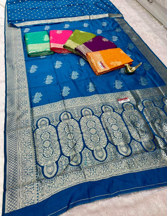 AJ-PRAPTI LITCHI KOTA FABRIC SAREE WITH RICH PALLU DESIGN WITH BANARSHI ZAREE WITH BEAUTIFUL FLOWER DESIGN WITH BUTTI BLOUSE