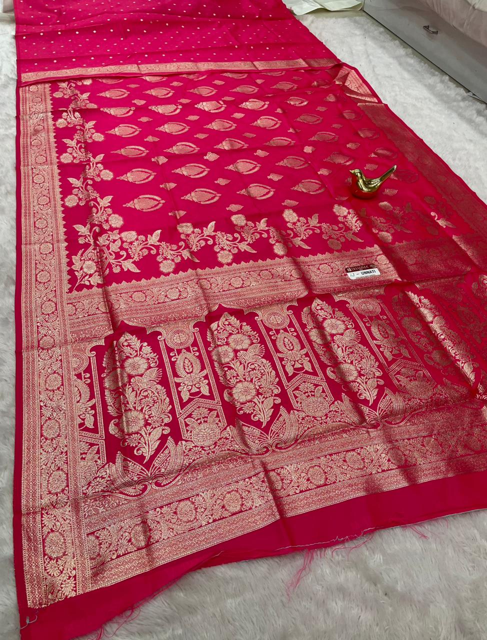 AJ-UNNATI LITCHI KOTA FABRIC SAREE WITH RICH PALLU DESIGN WITH BANARSHI ZAREE WORK WITH BUTTI BLOUSE