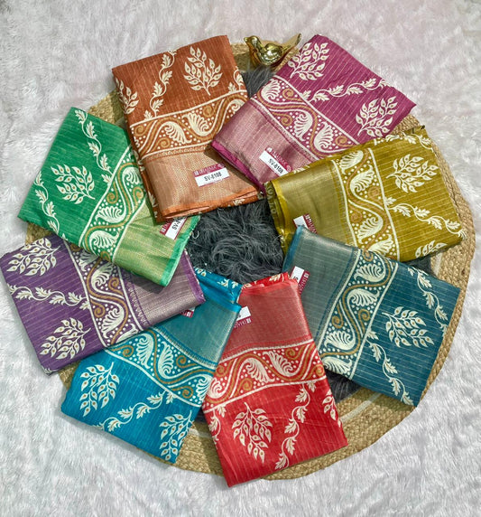 SV-8108 DOLA RIKO FABRIC SAREE WITH BEAUTIFUL RICH PALLU WITH FLOWER PRINT WITH JACUARD BORDER WITH BLOUSE