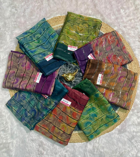 SV-8110 PATTERN FABRIC SAREE WITH RICH PALLU DESIGN WITH FLOWER PRINT WITH BLOUSE