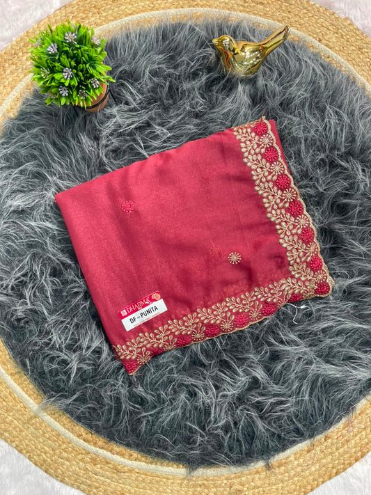 DF-PUNITA STAR GEORGETTE SAREE FEATURING ELEGANT SEQUENCE BUTTI WORK WITH RICH EMBROIDERY WORK WITH DESIGNER BORDER AND BEAUTIFUL PALLU WITH BLOUSE