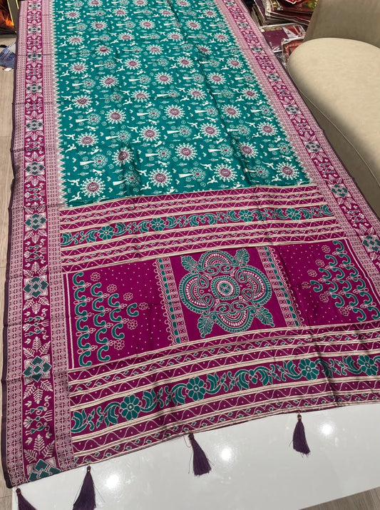 AJ-PARTY SOFT SILK SAREE WITH RICH PALLU WITH BEAUTIFUL UNIQUE DEDIGN WITH MEENAKARI WORK