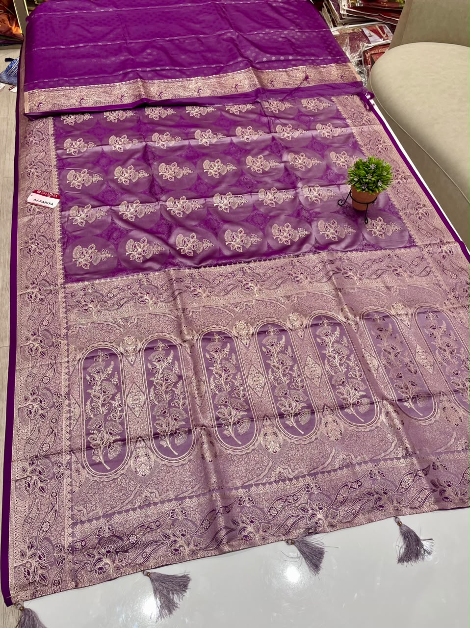 AJ-FARIYA SATIN MULBERRY SILK SAREE WITH HEAVY PALLU WITH BEAUTIFUL PATLI WORK DUSTY COLOR MATCHING