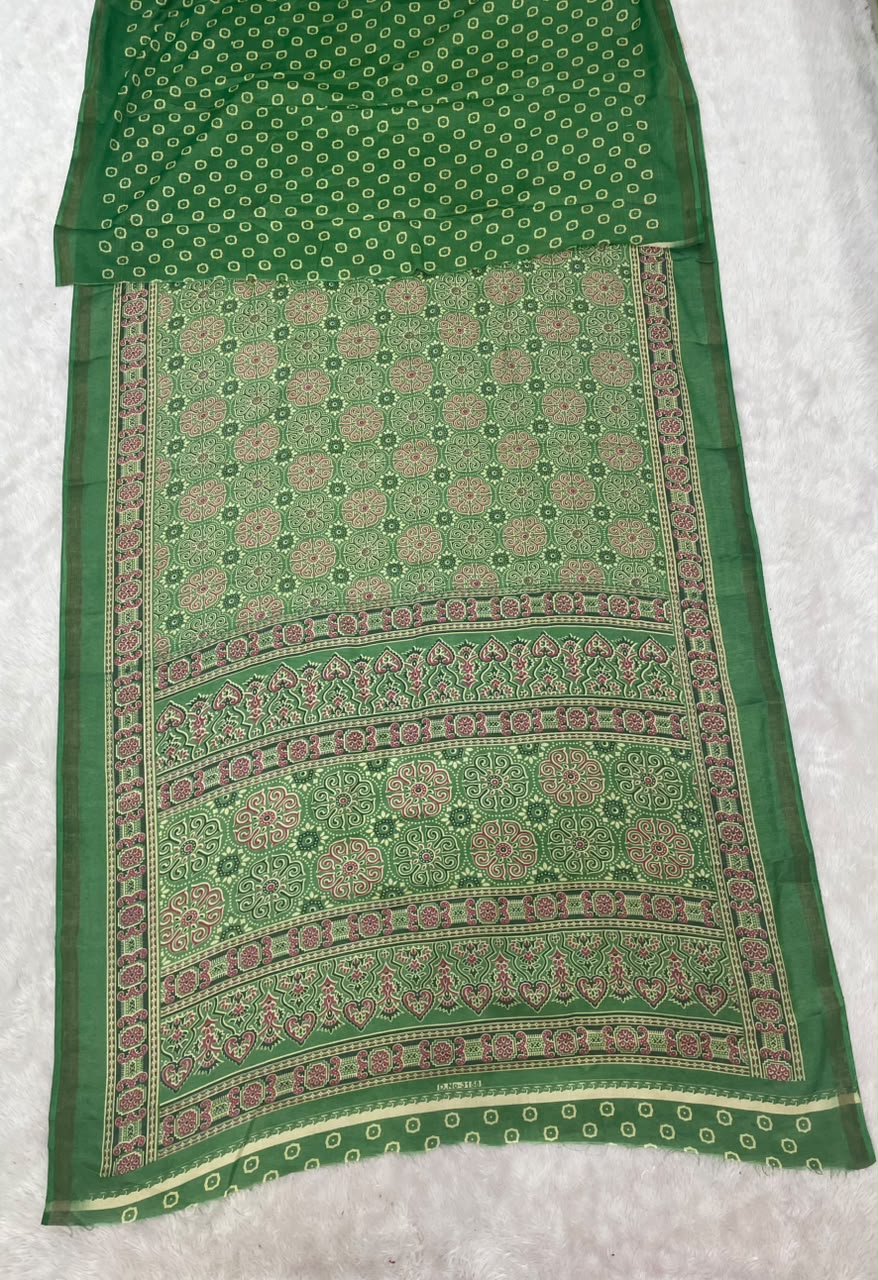SV-8120 MAL COTTON FABRIC SAREE WITH RICH PALLU DESIGN WITH BEAUTIFUL FLORAL PRINT WITH BLOUSE