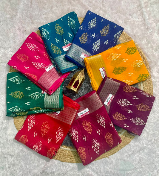 SV-8115 MAL COTTON FABRIC SAREE WITH RICH PALLU DESIGN WITH BEAUTIFUL PRINT WITH BLOUSE