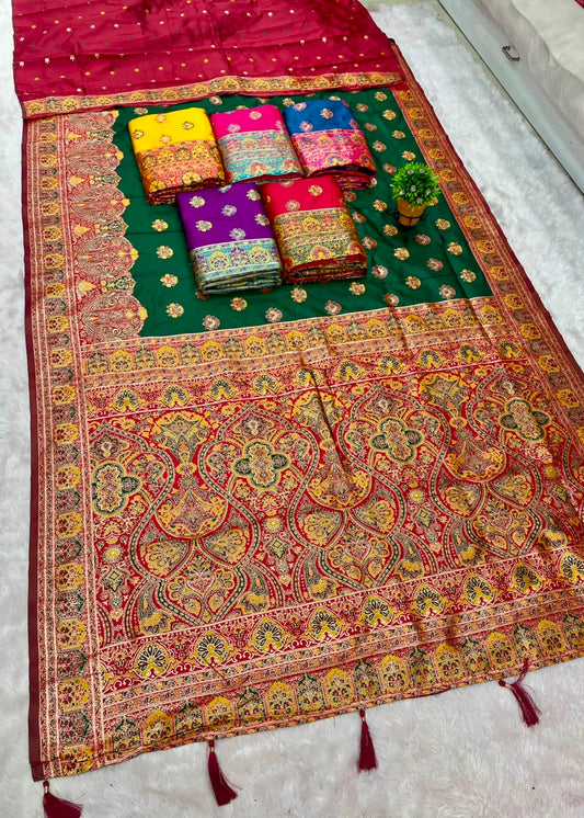 AJ-SHIVANI SOFT SILK FABRIC SAREE WITH HEAVU RICH PALLU DESIGN WITH DAMAN DESIGN WITH PIPING AND LATKAN WITH BLOUSE