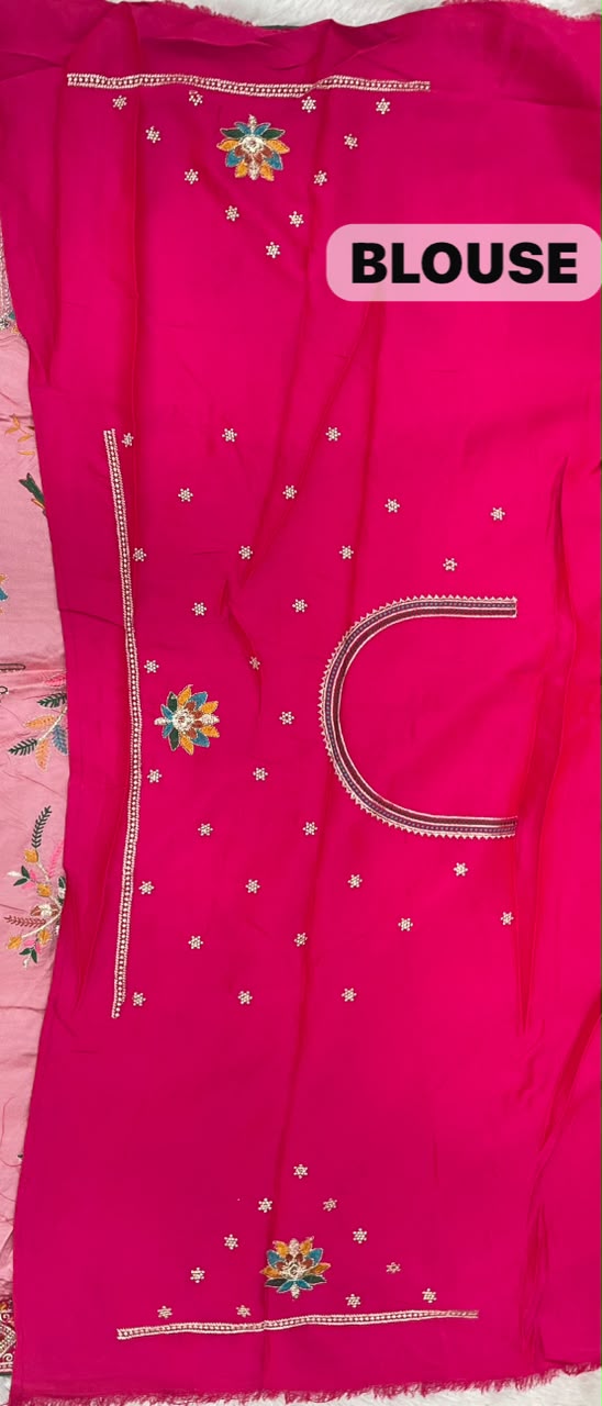 BS-NAVJYOTI-2 KANJIVARAM SILK FABRIC SAREE WITH HEAVY EMBROIDERY WORK WITH BOX PALLU DESIGN WITH THREAD WORK WITH DIAMOND WORK WITH BEAUTIFUL BIRD AND GAJRAJ DESIGN WITH CONTRAST BLOUSE