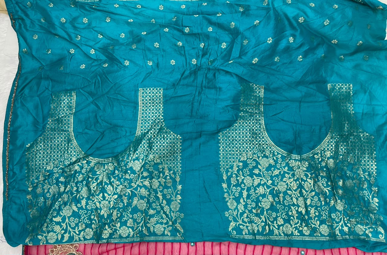 RD-PATERN SILKY FANCY PATTERN FABRIC SAREE WITH BEAUTIFUL DESIGN WITH EMBROIDERY WORK WITH BEAUTIFUL PEACOCK DESIGN WITH PIPING AND LATKAN WITH BLOUSE