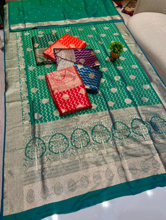 AJ-KIRTI SOFT SILK FABRIC SAREE WITH RICH PALLU DESIGN WITH BEAUTIFUL DESIGN WITH ALL OVER ON SAREE WITH BLOUSE