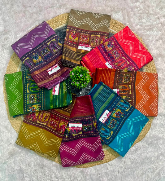 CP-7171 DOLA SAREE FABRIC SAREE WITH BEAUTIFUL PALLU WITH BEAUTIFUL JODA DESIGN WITH BLOUSE