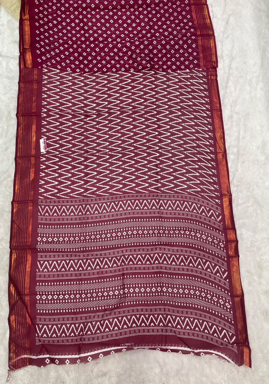 CP-7175 DOLA FABRIC SAREE WITH BEAUTIFUL PRINT WITH BLOUSE