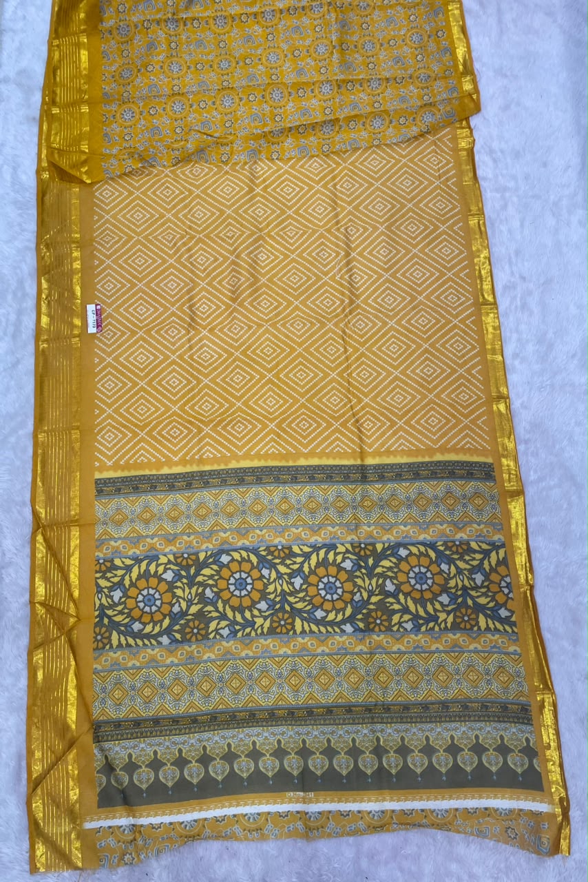 CP-7173 DOLA FABRIC SAREE WITH RICH PALLU DESIGN WITH BEAUTIFUL FLORAL PRINT DESIGN WITH BLOUSE