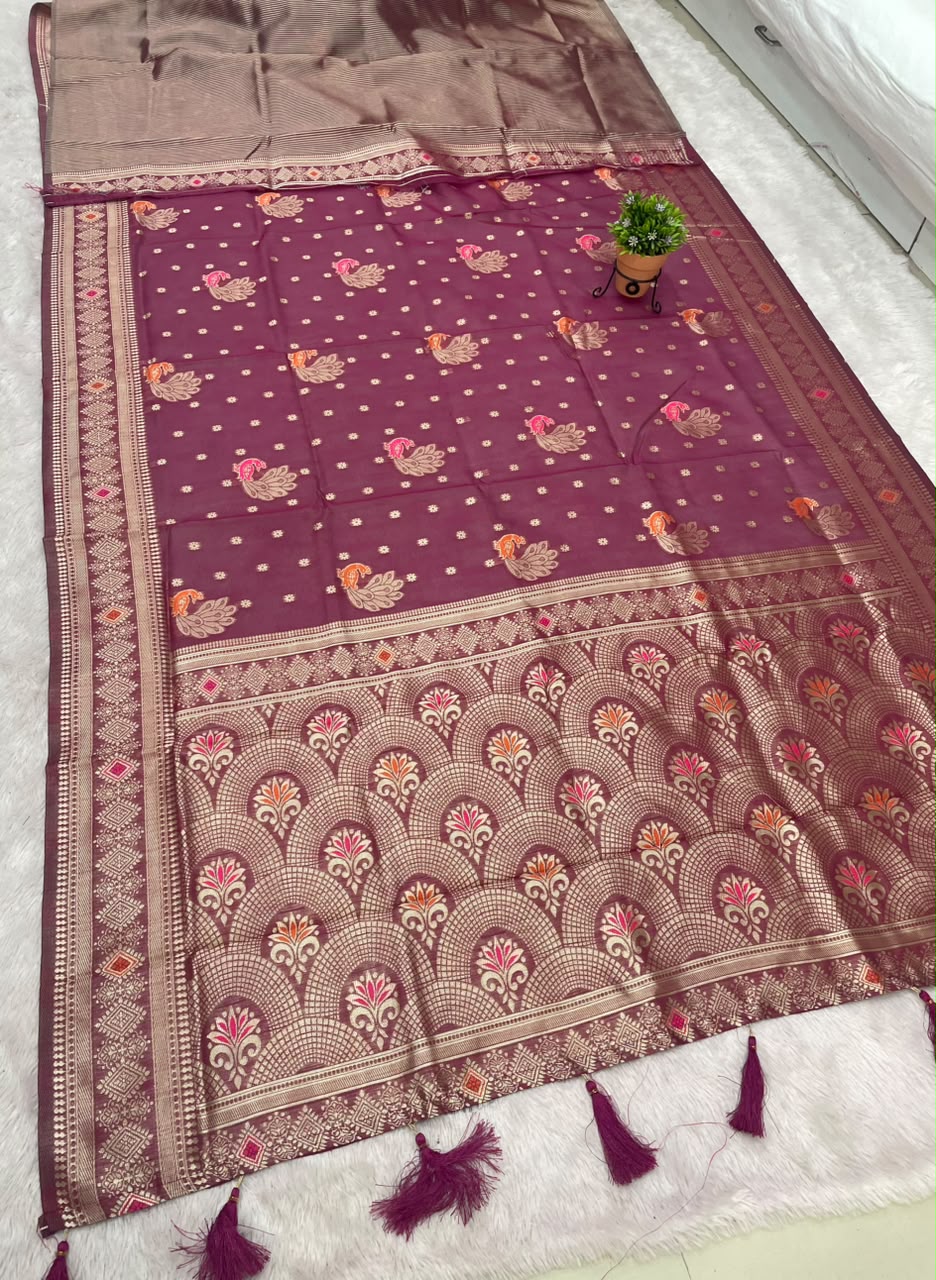 AJ-SAHELI COTTON SILK FABRIC SAREE WITH BEAUTIFUL RICH PALLU DESIGN WITH BEAUTIFUL PRINT WITH BLOUSE