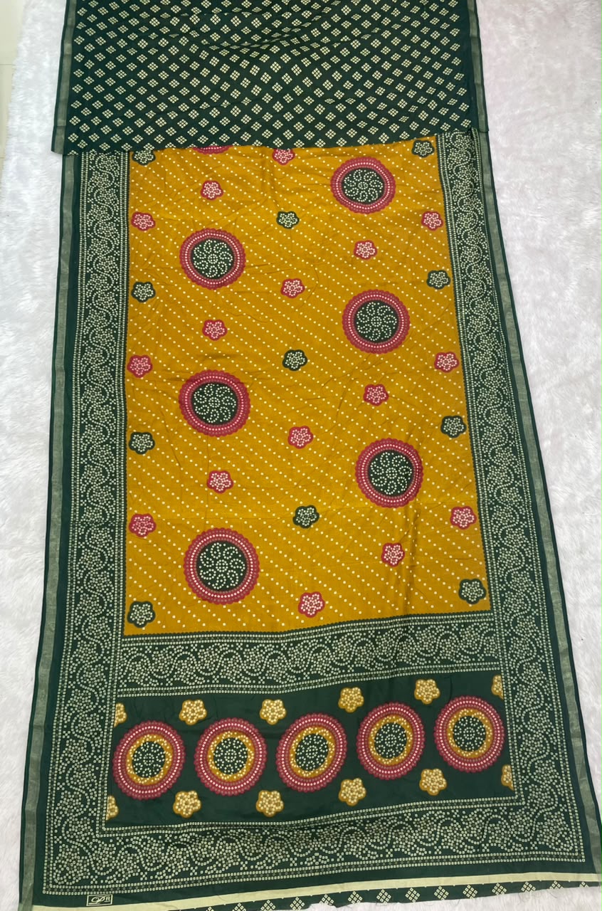 CP-7178 MAL COTTON FABRIC SAREE WITH BEAUTIFUL PALLU ON PRINT WITH BUTTA DESIGN ON BODY WITH BLOUSE