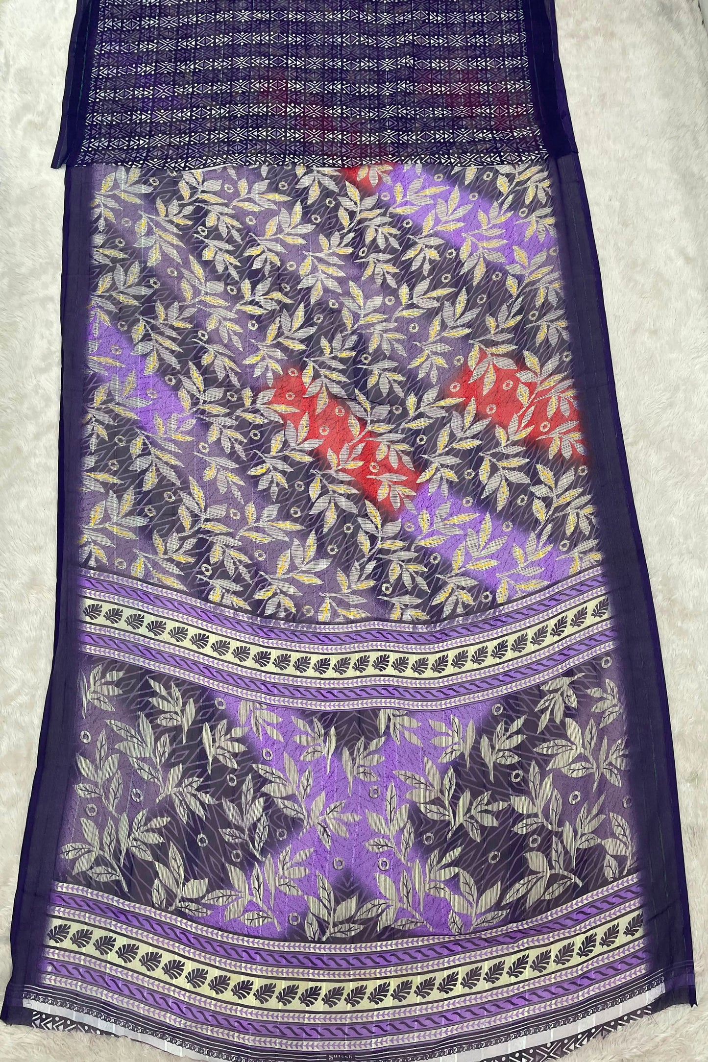 SV-8142 PATTERN FABRIC SAREE WITH RICH PALLU WITH FLORAL PRINT WITH BLOUSE