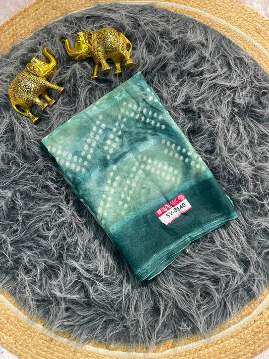 SV-8140 PATTERN FABRIC SAREE WITH RICH PALLU WITH BEAUTIFUL PRINT WITH BLOUSE