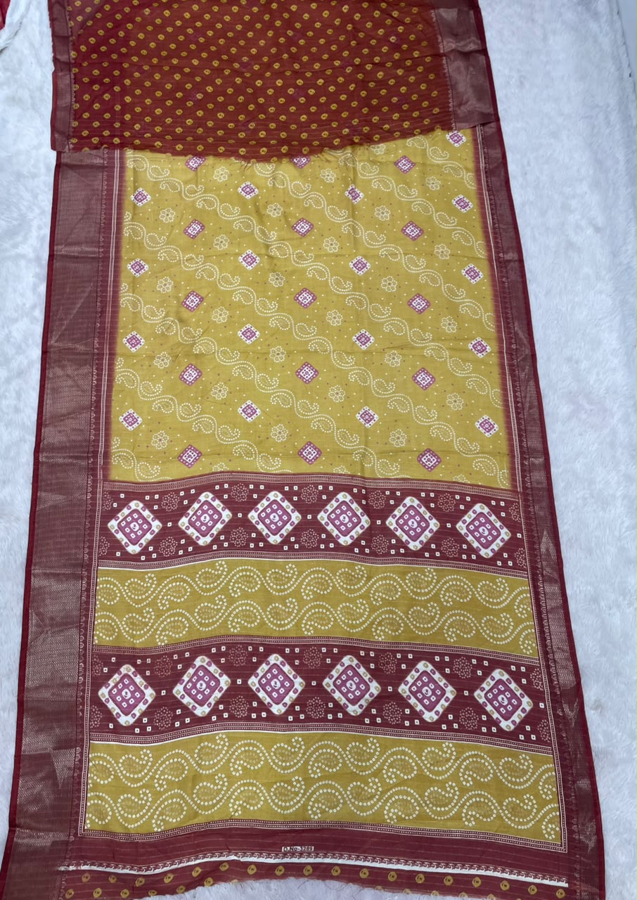 SV-8136 DOLA RIKO FABRIC SAREE WITH RICH PALLU DESIGN WITH BEAUTIFUL PRINT ALL OVER ON SAREE WITH JACUARD BORDER WITH BLOUSE