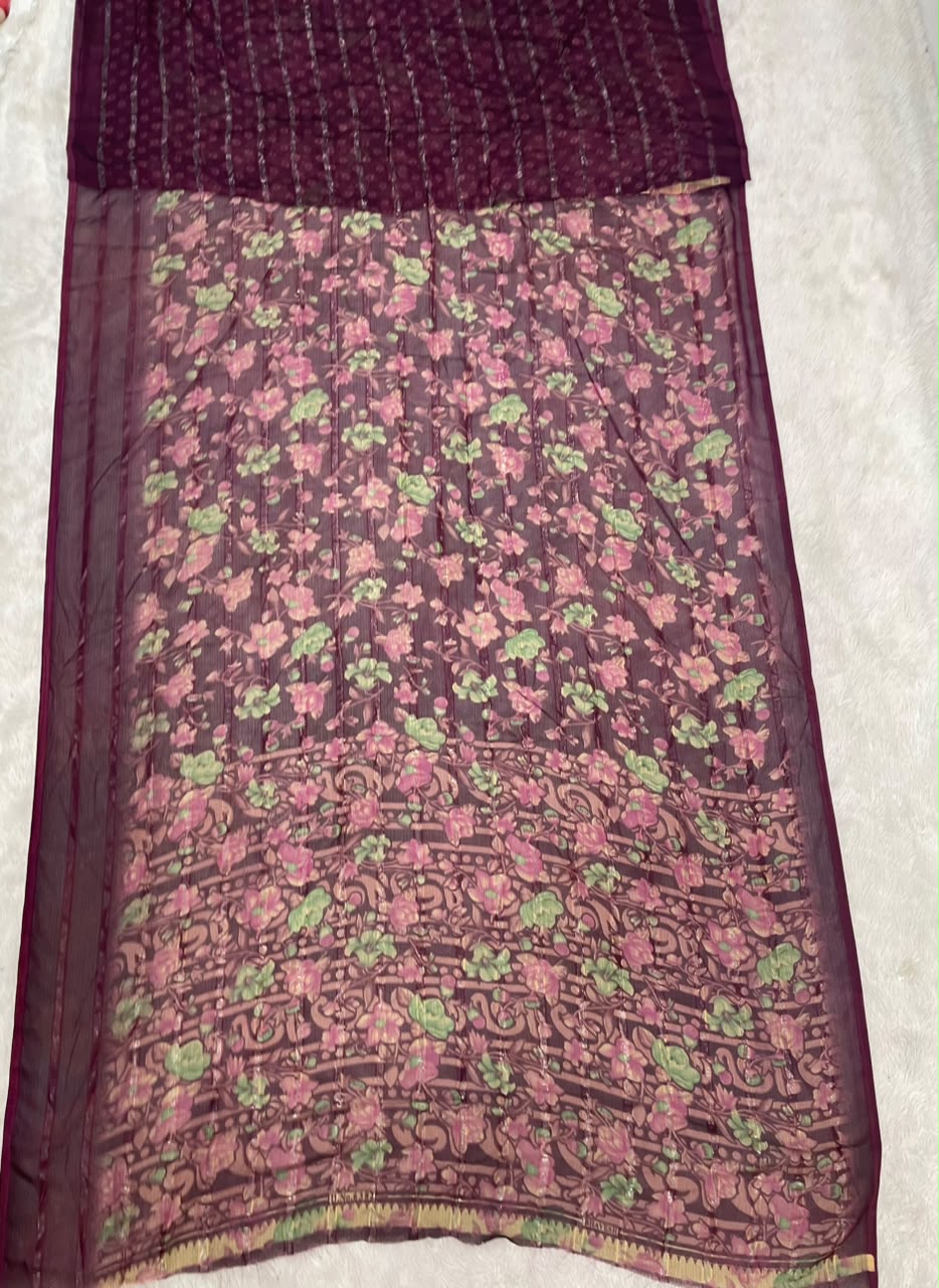 SV-8148 PATTERN FABRIC SAREE WITH RICH PALLU WITH BEAUTIFUL FLORAL DESIGN WITH ALL OVER ON SAREE WITH BLOUSE