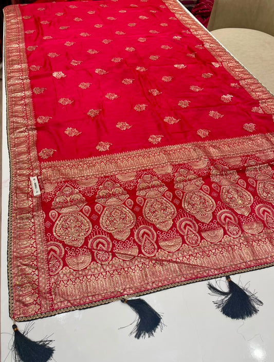 RD-ANARKALI-14 FANCY D DOLA SILK FABRIC SAREE WITH RICH PALLU DESIGN WITH BEAUTIFUL DESIGN WITH PIPING AND LATKAN WITH BLOUSE