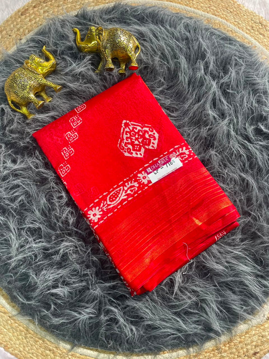 CP-7184 ZOMATO ZARI FABRIC SAREE WITH RICH PALLU DESIGN WITH BEAUTIFUL PRINT WITH BLOUSE