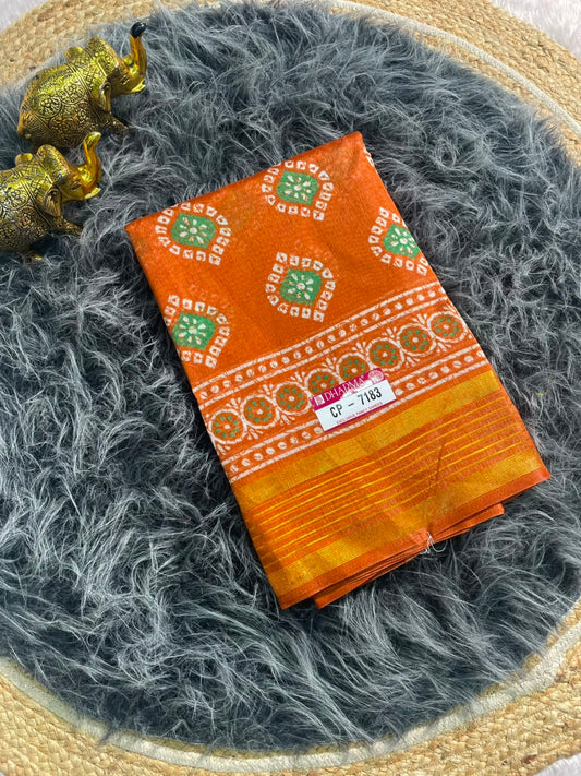 CP-7183 ZOMATO ZARI FABRIC SAREE WITH RICH PALLU DESIGN WITH BEAUTIFUL PRINT WITH BLOUSE