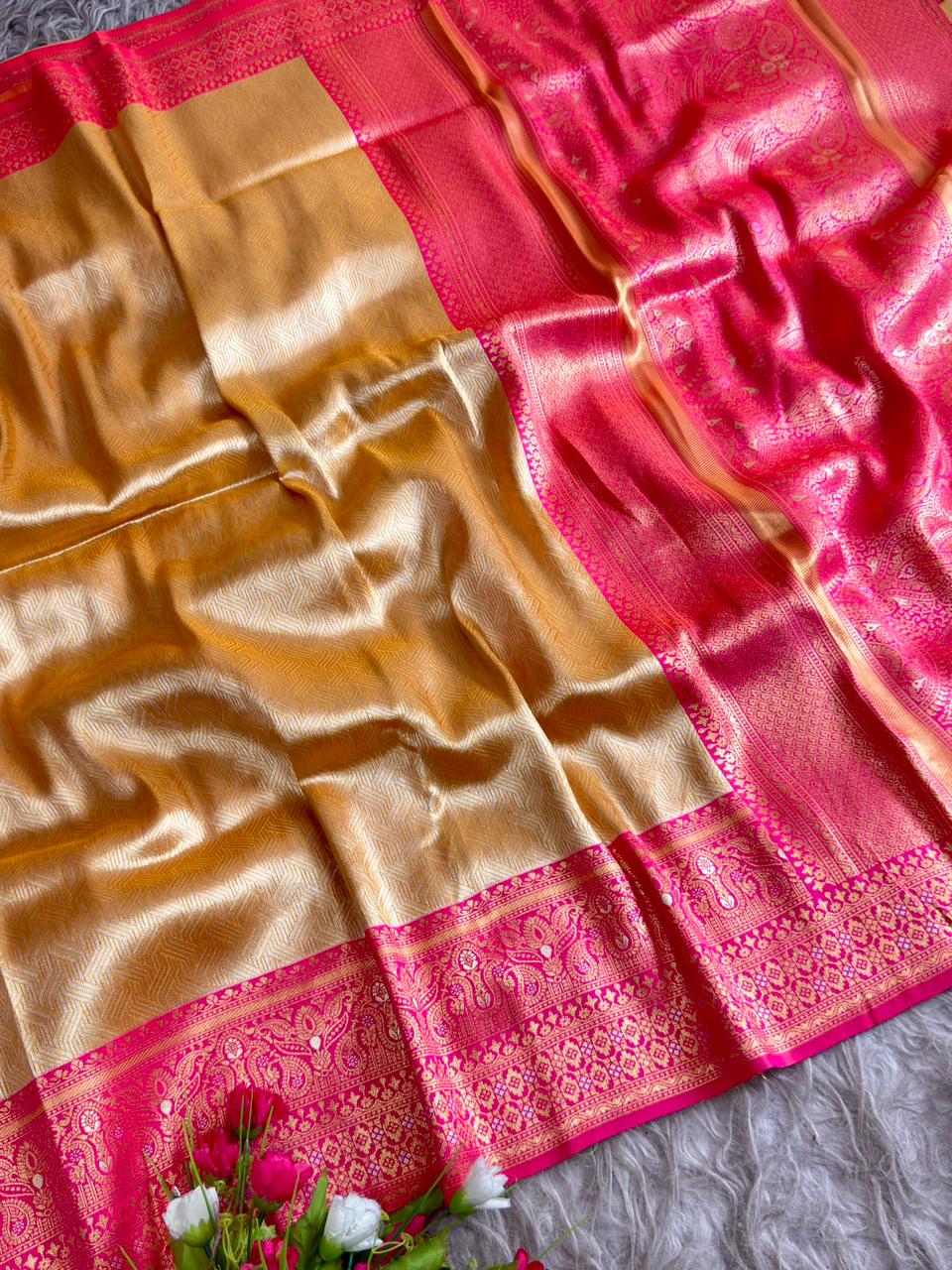 SA-5110 TISSUE SILK FABRIC SAREE WITH RICH JACQUARD ZARI WEAVING PALLU AND HEAVY CONTRAST ZARI WOVEN BORDER WITH RICH GOLD ZARI WEAVING