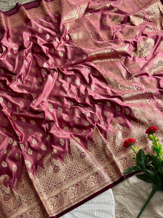 SA-5115 SATIN SILK FABRIC SAREE WITH RICH JACQUARD ZARI WEAVING PALLU AND HEAVY TRADITIONAL ZARI WOVEN BORDER.WITH NLOUSE