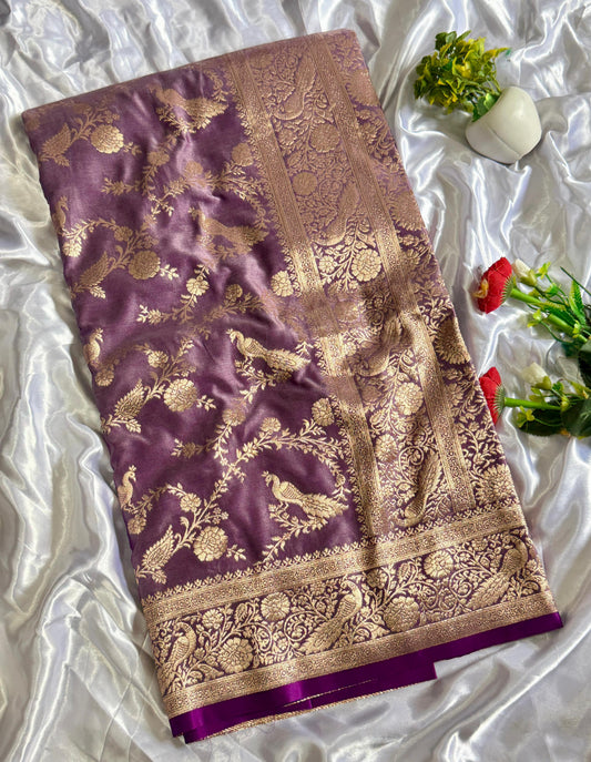 SA-5116 SOFT SILK FABRIC SAREE WITH HEAVY JHAL WORK DESIGN WITH HEAVY RICH ZARI WOVEN DESIGNER BORDER AND ALL-OVER GOLDEN ZARI FLORAL & PEACOCK DESIGN WITH BLOUSE