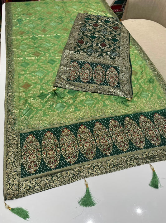 AJ-ROMI-DUPATTA SOFT DOLA SILK FABRIC SAREE WITH RICH PALLU DESIGN WITH MEENAKARI WORK WITH BEAUTIFUL DESIGN WITH JARKAN WORK WITH HEAVY BLOUSE