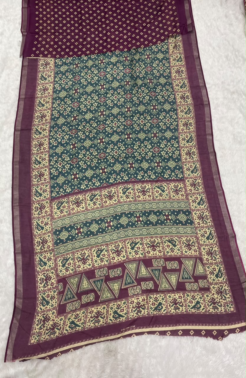 SV-8151 MAL COTTON FABRIC SAREE WITH RICH PALLU DESIGN WITH BEAUTIFUL BIRDS DESIGN ON SAREE WITH BUTTI BLOUSE