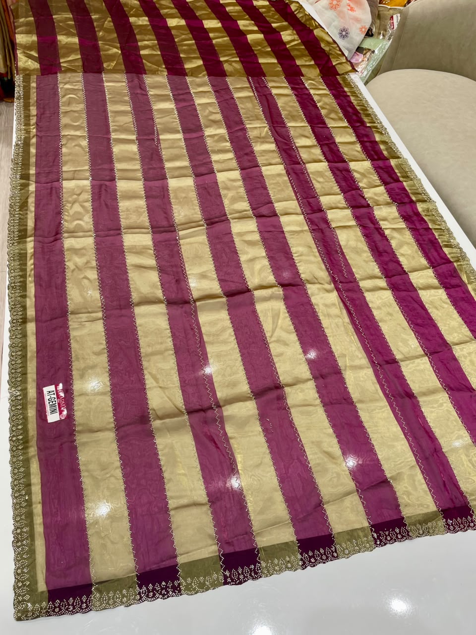 AT-GEMINI SATIN PATTA FABRIC SAREE WITH BEAUITFUL DESIGN WITH TRENDING SAREE AND SIROSKI WORK ON SAREE WITH BLOUSE