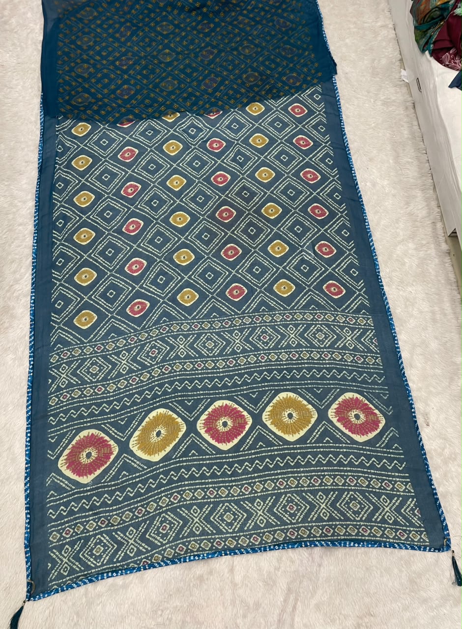 PRINT-3260-B DUL MOSS FABRIC SAREE WITH BEAUTIFUL DESIGN WITH BEAUTIFUL PRINT WITH BLOUSE