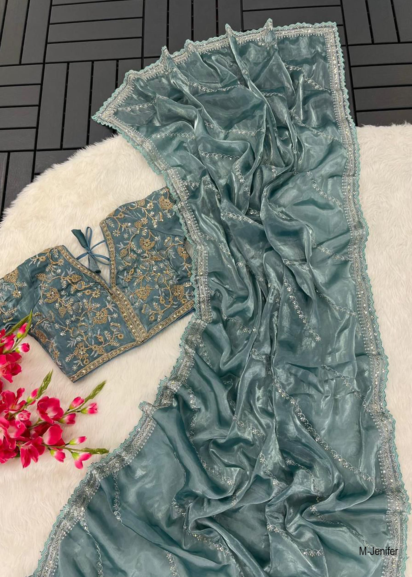 M-JENIFER Jimmy choo saree 3 mm sequence work with work border