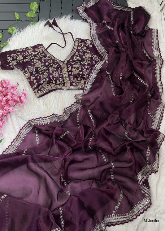 M-JENIFER Jimmy choo saree 3 mm sequence work with work border