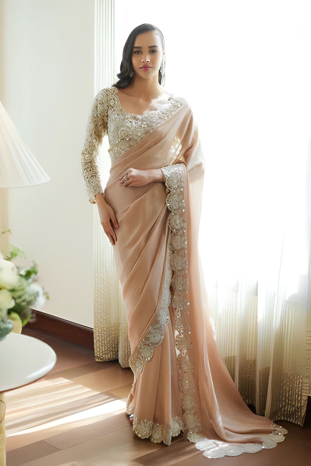 DT-1011 Faux Georgette Coding & Sequence with Real mirror work
