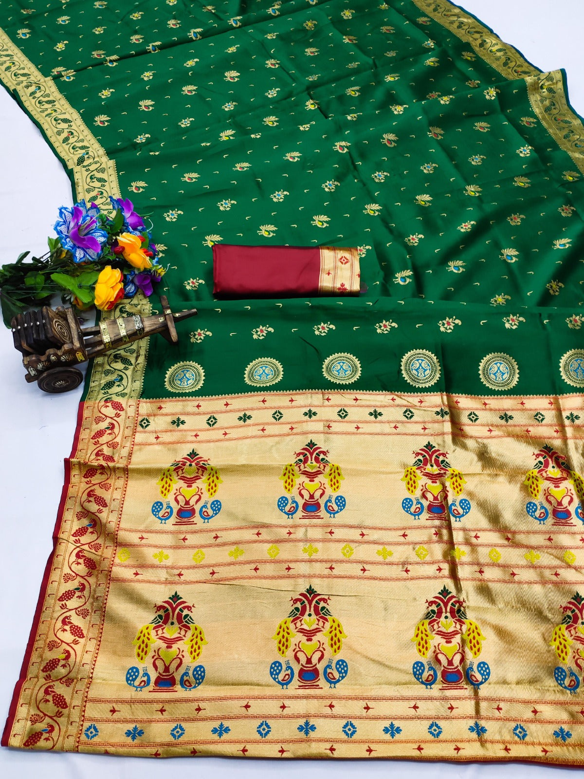 AJ-STAR-PAITHANI SOFT KOTA SILK WITH BEAUTIFUL PAITHANI DESIGN WITH RICH PALLU WITH CONTRAST PALLU BEAUTIFUL DESIGN ON BODY
