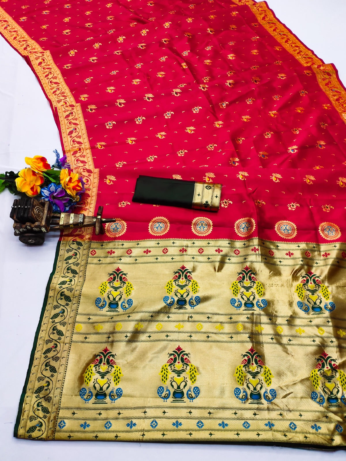 AJ-STAR-PAITHANI SOFT KOTA SILK WITH BEAUTIFUL PAITHANI DESIGN WITH RICH PALLU WITH CONTRAST PALLU BEAUTIFUL DESIGN ON BODY