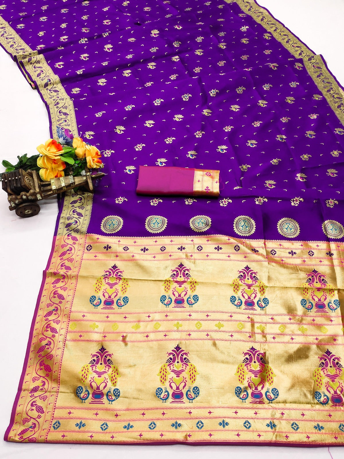 AJ-STAR-PAITHANI SOFT KOTA SILK WITH BEAUTIFUL PAITHANI DESIGN WITH RICH PALLU WITH CONTRAST PALLU BEAUTIFUL DESIGN ON BODY
