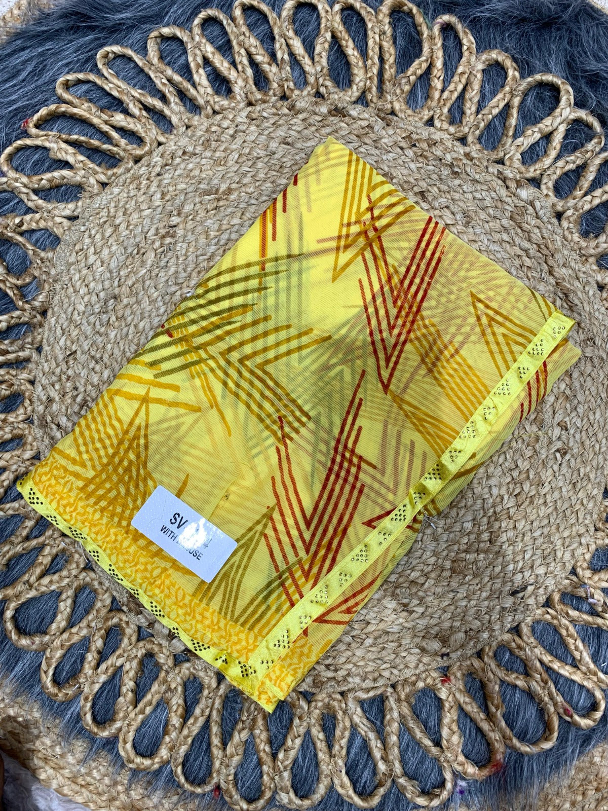 SV-7044 WEIGHLTESS SAREE WITH SIROSKI BORDER WITH INK PRINT