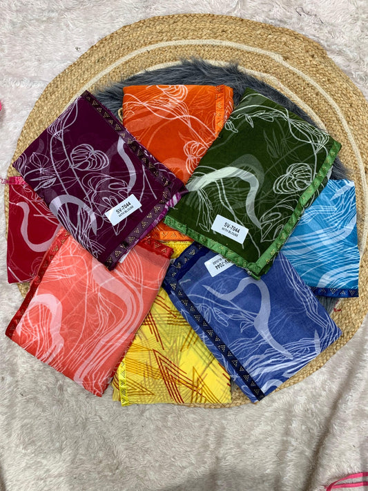 SV-7044 WEIGHLTESS SAREE WITH SIROSKI BORDER WITH INK PRINT