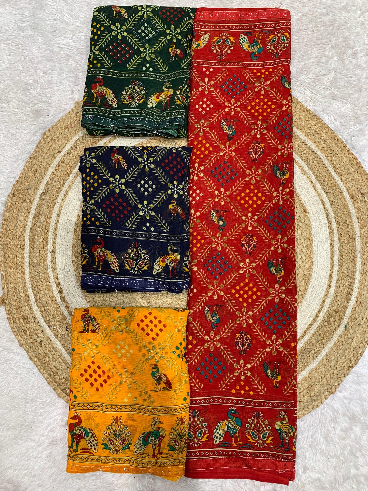 RR-SAJAWAT WEIGHTLESS SAREE WITH PEACKOCK DESIGN ALL OVER WITH LACE BORDER