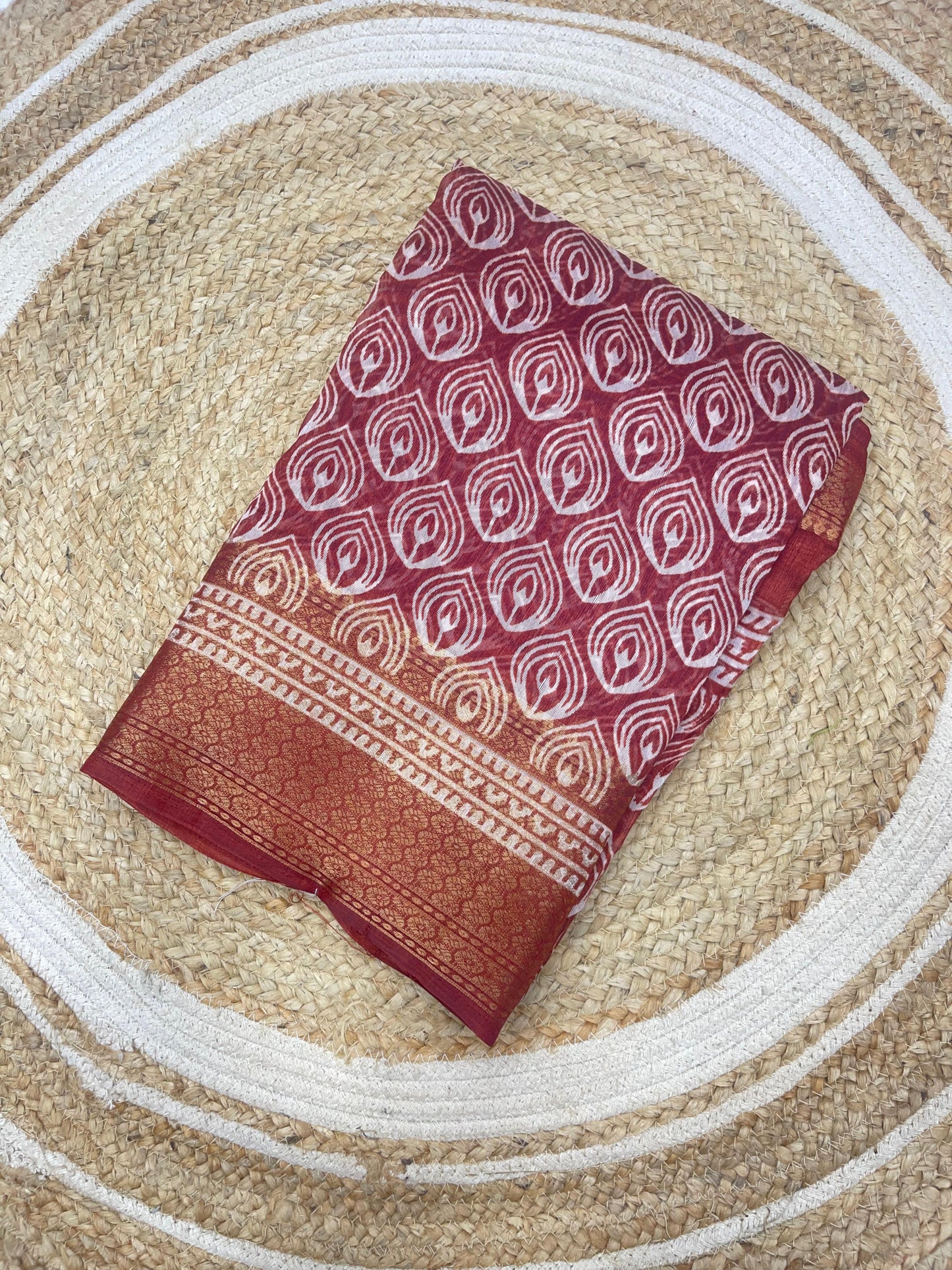 NF-1043 HEAVY LINEN COTTON WITH ALL OVER PRINT AND JARI HEAVY BRODER