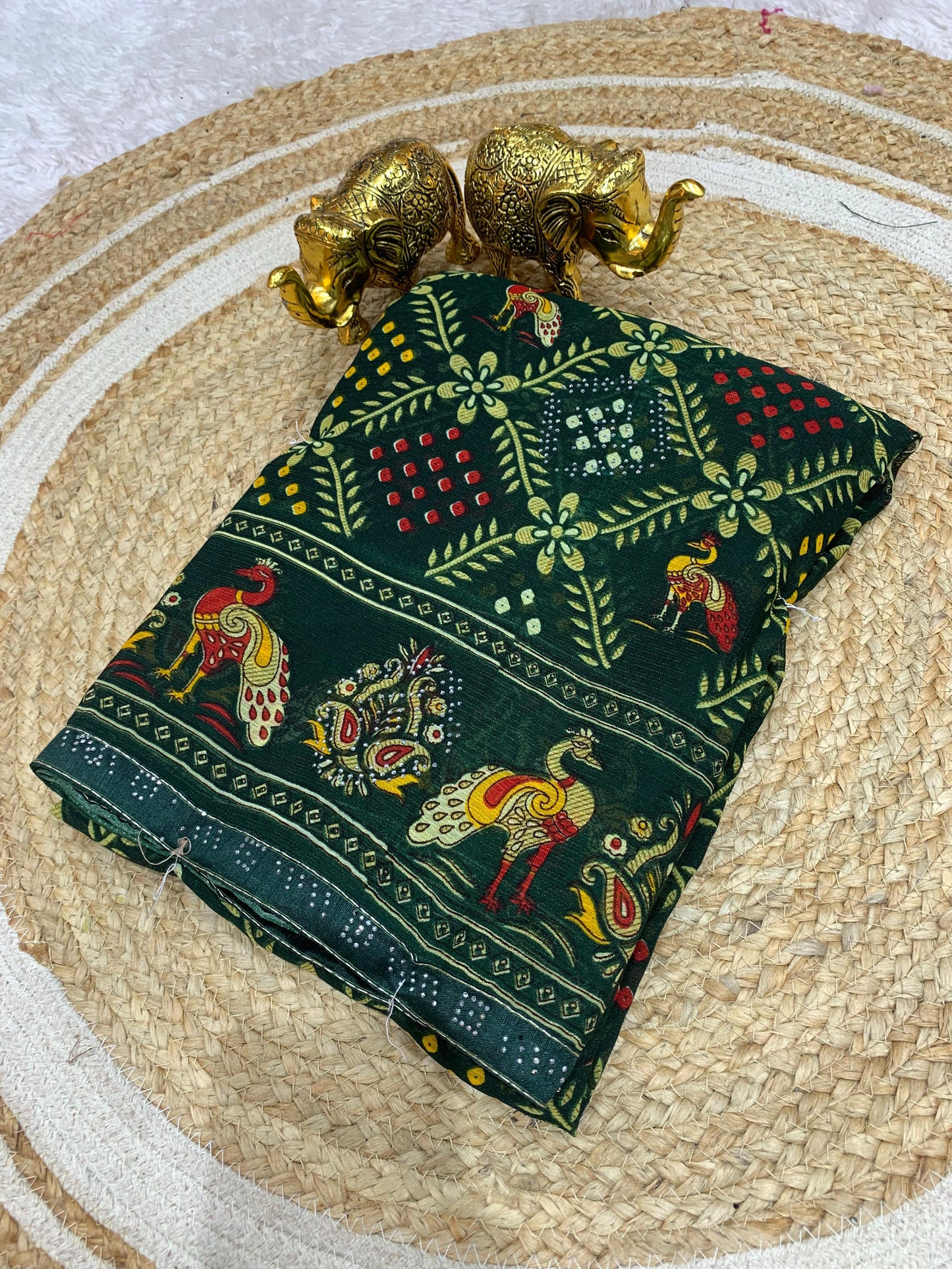 RR-SAJAWAT WEIGHTLESS SAREE WITH PEACKOCK DESIGN ALL OVER WITH LACE BORDER